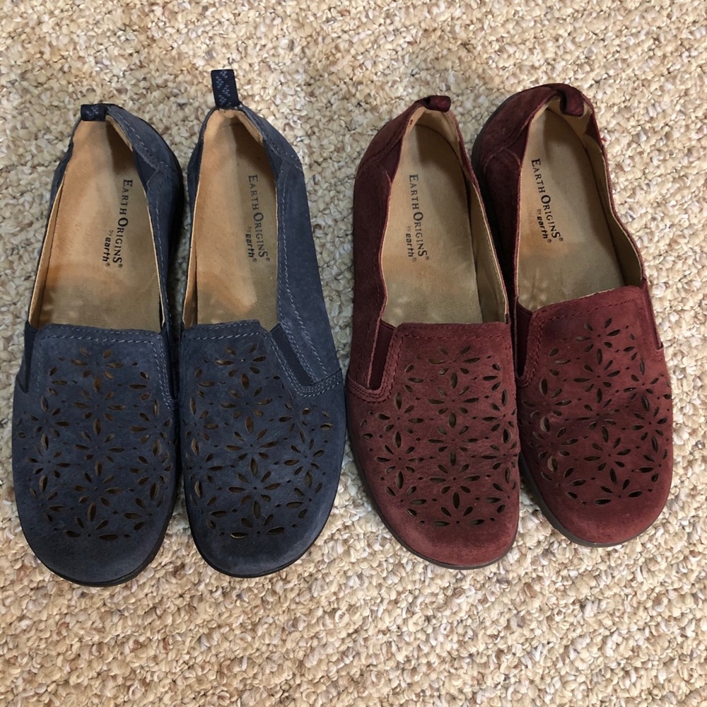 Earth Origins Leather Upper Suede Cutouts